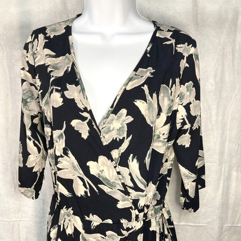 Flowered Navy Blue Blouse